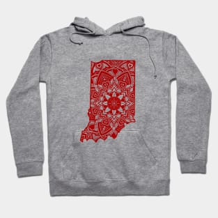 Red Indiana State Gift Mandala Yoga IN Art Hoodie